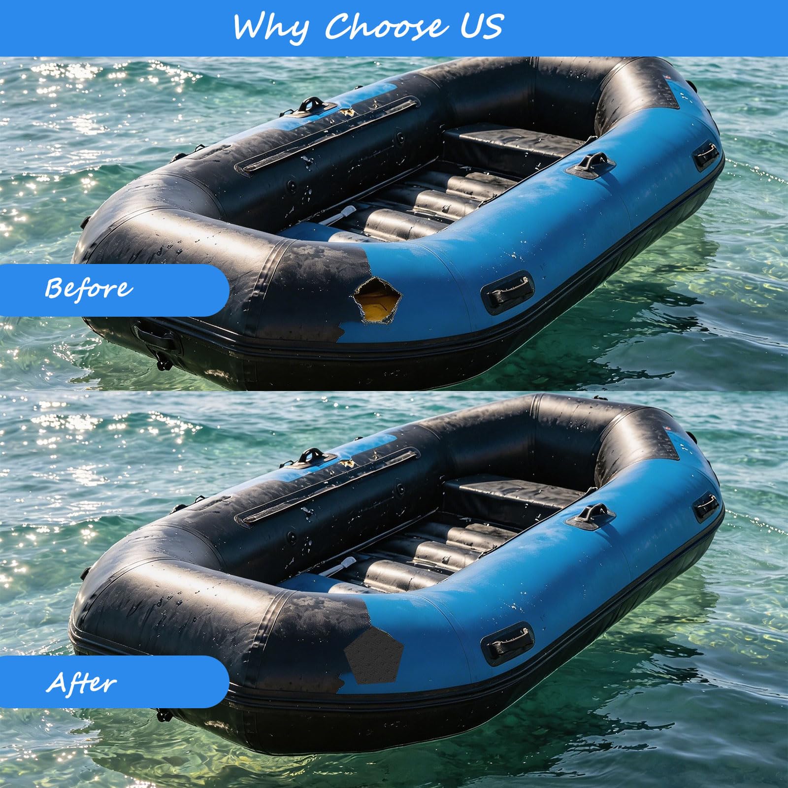Parche de Reparación de PVC Impermeable, 4 Piezas, para Kayak, Bote Inflable, Canoa