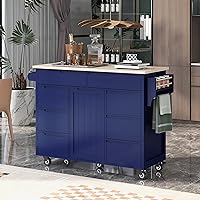 Vista 17 de LUMISOL Isla de cocina rodante con hoja abatible, carrito de cocina sobre ruedas con 3 cajones y 2 gabinetes, isla trolley portátil de madera