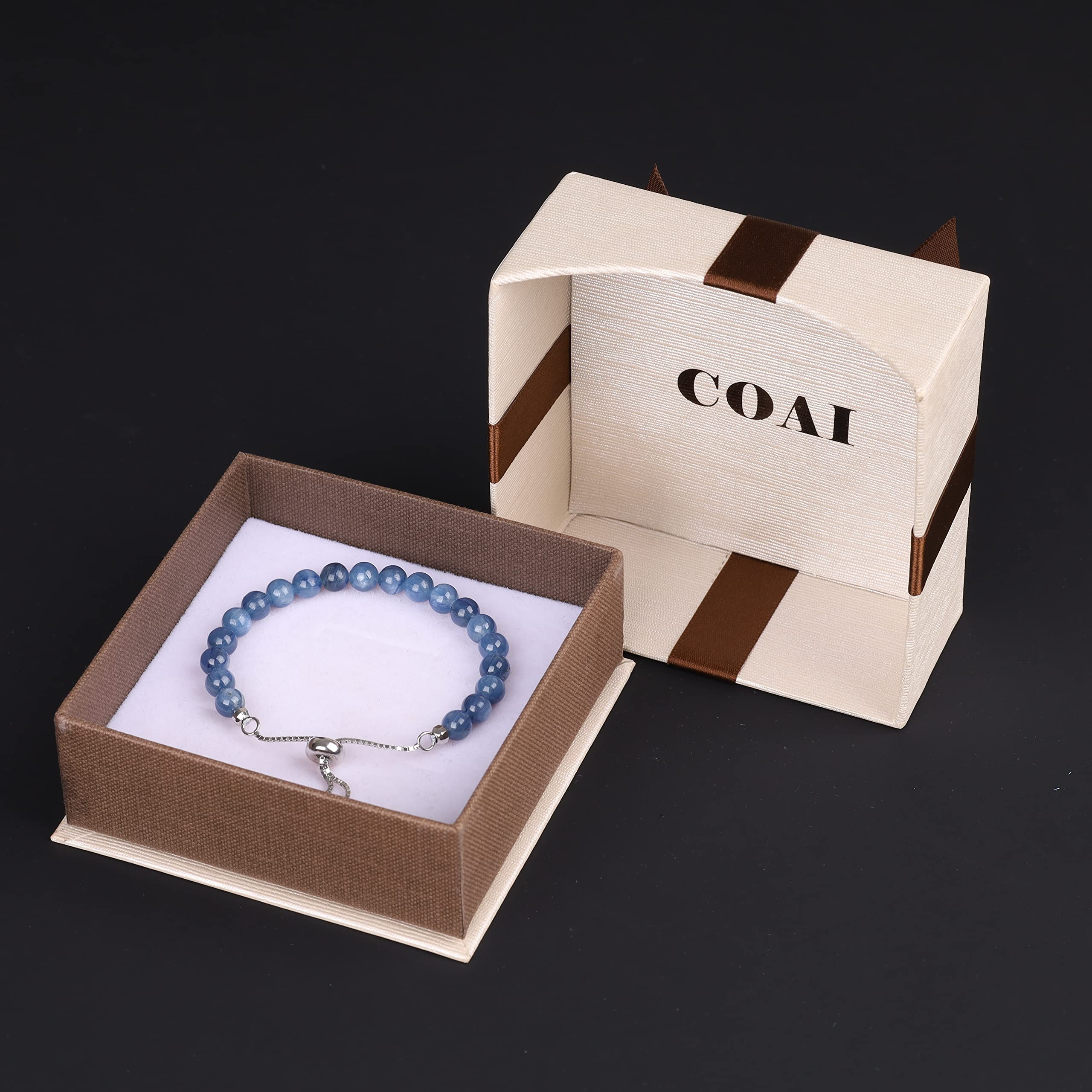 COAI Bracciale da Donna in Pietre Naturali Benefiche e Argento Sterling 925, Bracciale Regolabile