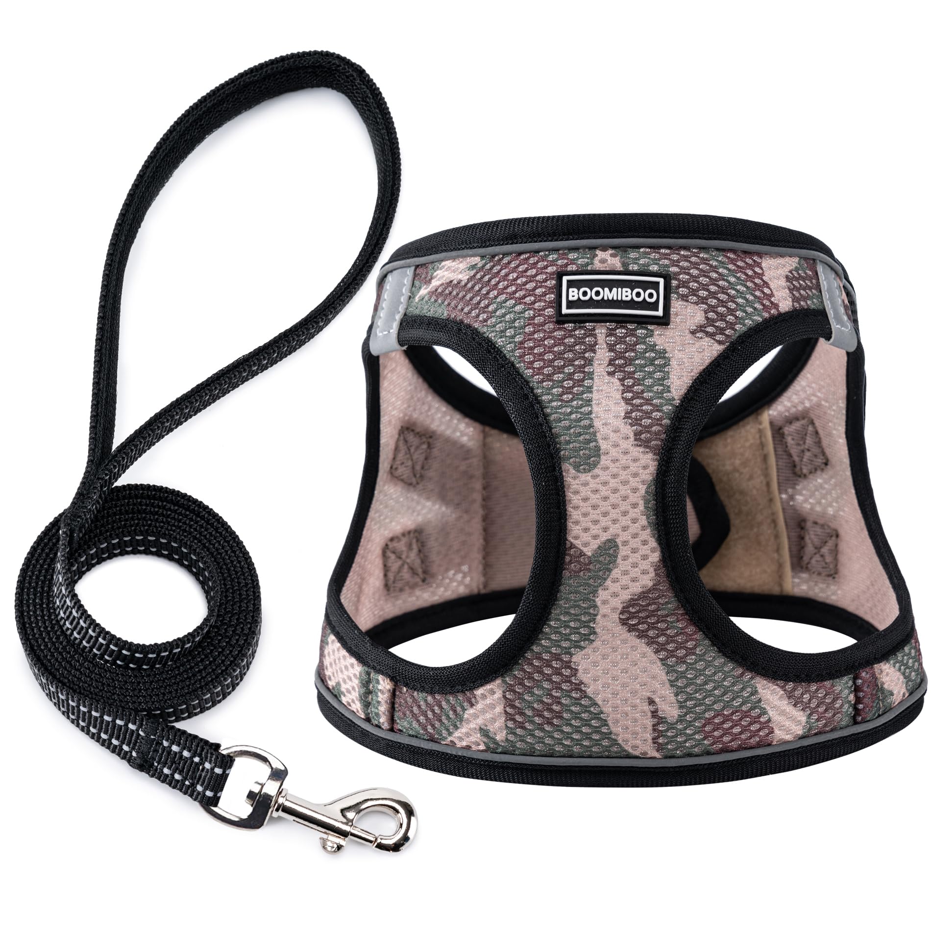 Dog Harness with Leash Set, No Pull Adjustable Reflective Step-in Puppy Pet Vest Harnesses for Small Medium Large Dogs and Cats,Camo Set S