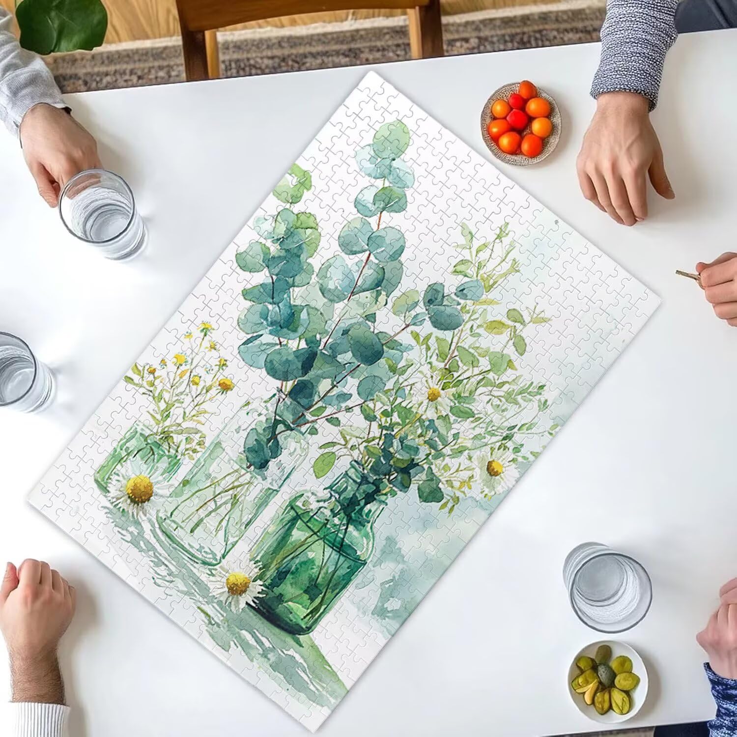 Puzzle 1000 sztuk dla dorosłych puzzle dla dorosłych 1000 elementów puzzle wymagające i drażniące mózgi edukacja gra dla całych prezentów dla mężczyzn, puzzle Motyw: (Vase Green Plants) h-443