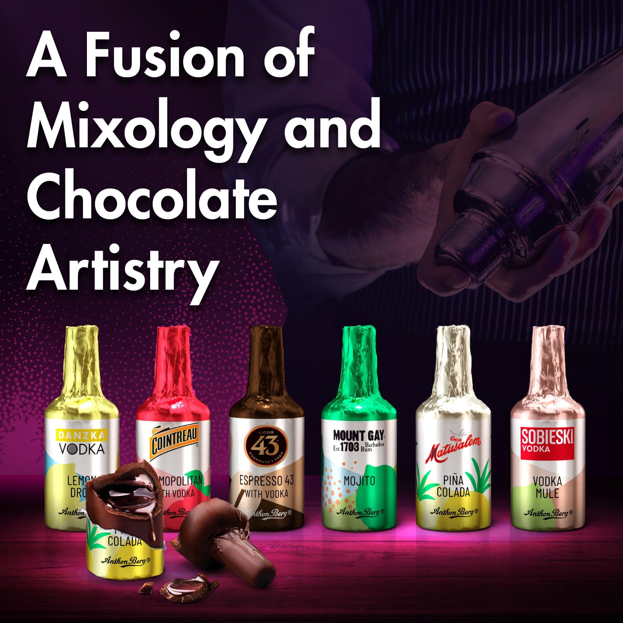 Anthon Berg - 8 botellas de chocolate negro relleno con líquido de premium cócteles (Premium Cocktail Brands) - 1x 125gr