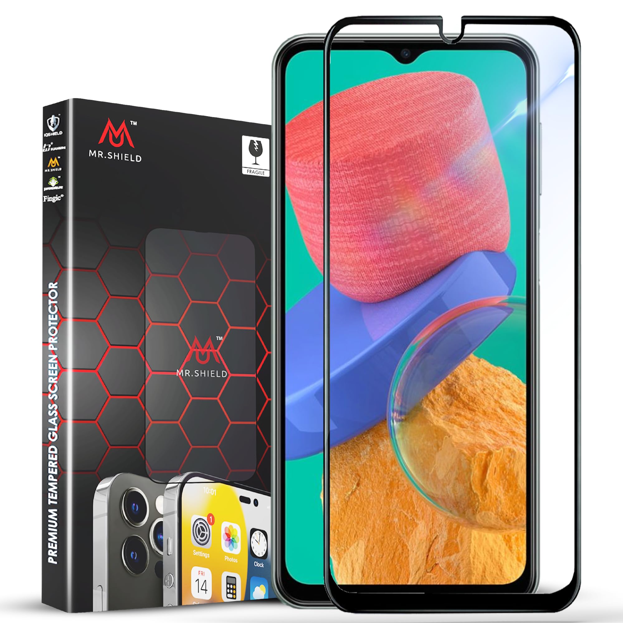 Mr.Shield Top-Notch HD+ Tempered Glass Screen Protector Guard For Samsung Galaxy A50 / M30s / M31 and M21, 9H Hardness, Military Grade Protection, Easy Installation kit