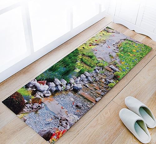 Miniatura 4 de Alfombra de ilusión óptica 3D para sala de estar, alfombra de área con estampado de océano de loto, alfombra de área para decoración del hogar,