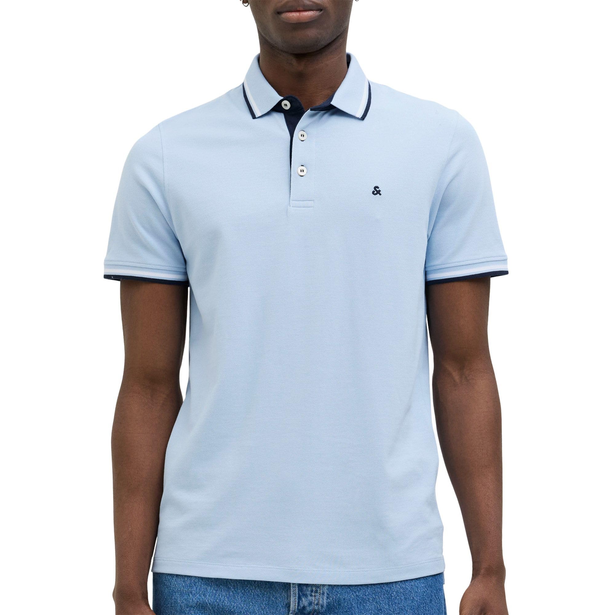 Jack & Jones Men's Chambray Blue/Detail: Play Jjepaulos Polo Ss Noos, Xxl
