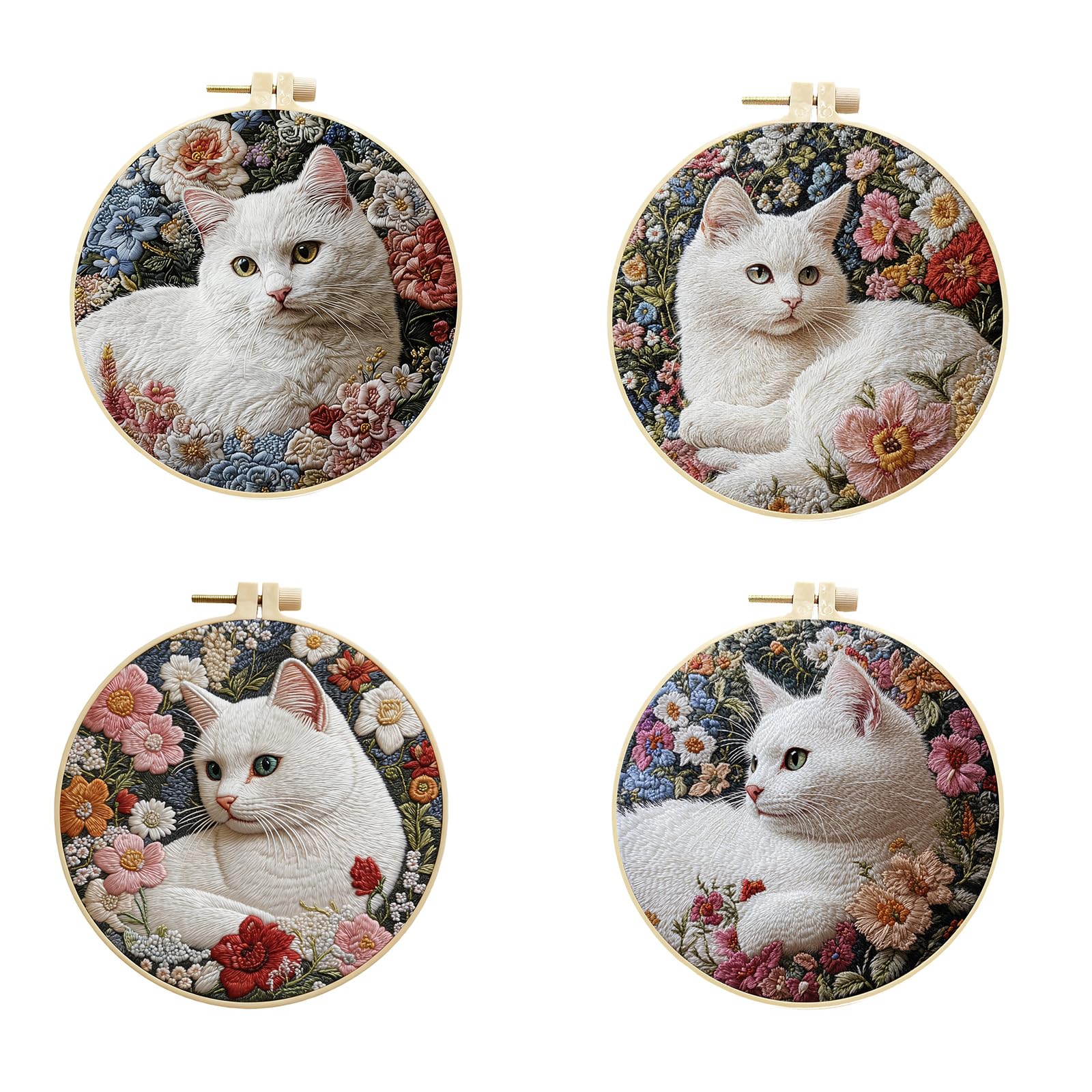 Xjdzineq Embroidery Set for Cats Lovers Featuring All Materials for Creative Fun Home Cats Embroidery