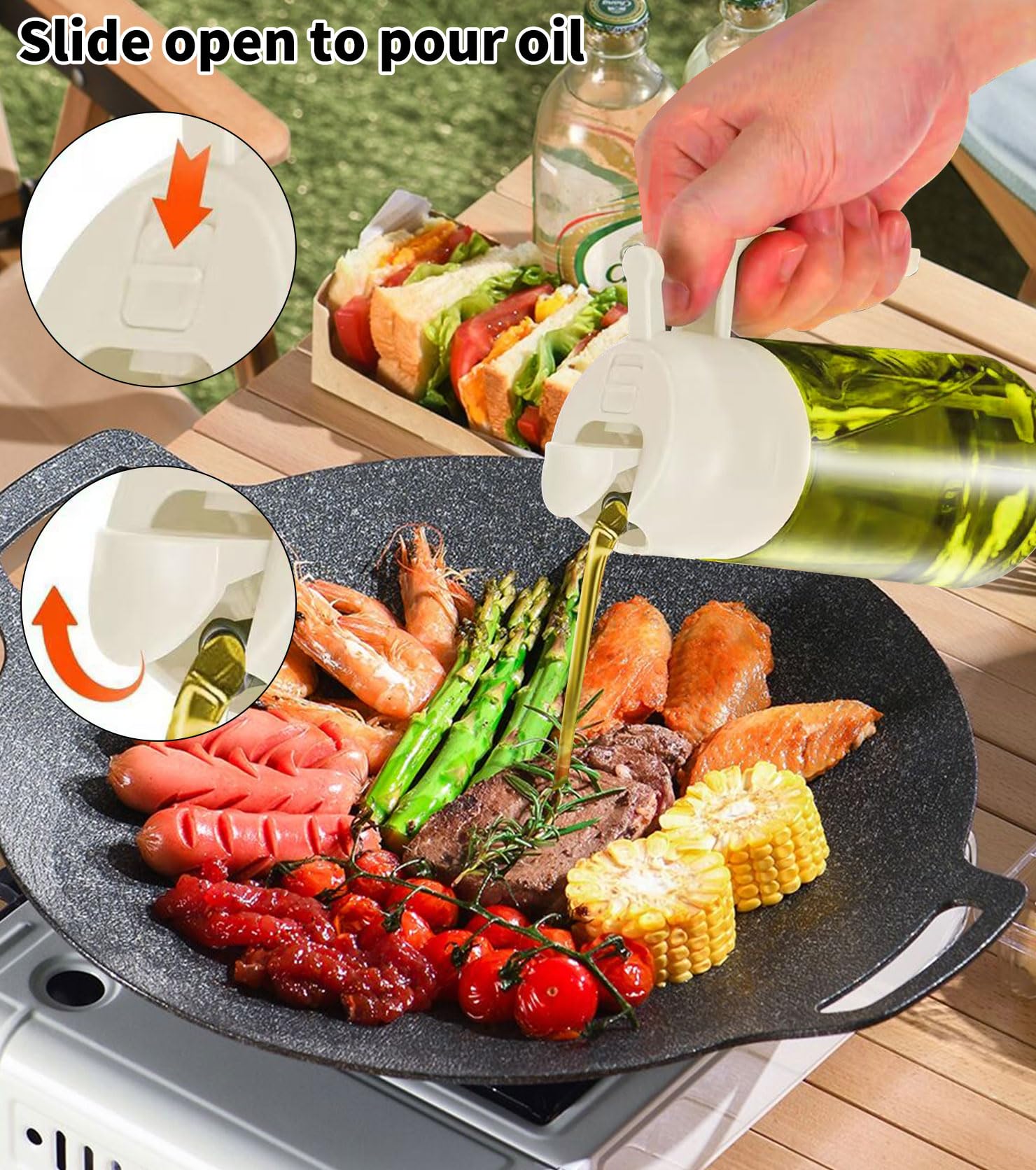 2 Pezzi Spruzzatore Olio 2 in 1 da 470ml,Bottiglia Olio in Vetro per Cucina,Oliera Spray,Spruzzino,Dosatore,Nebulizzatore,Dispenser per Olio d’Oliva,con Vetro Scuro Anti-UV, Insalata,Griglia,Barbecue