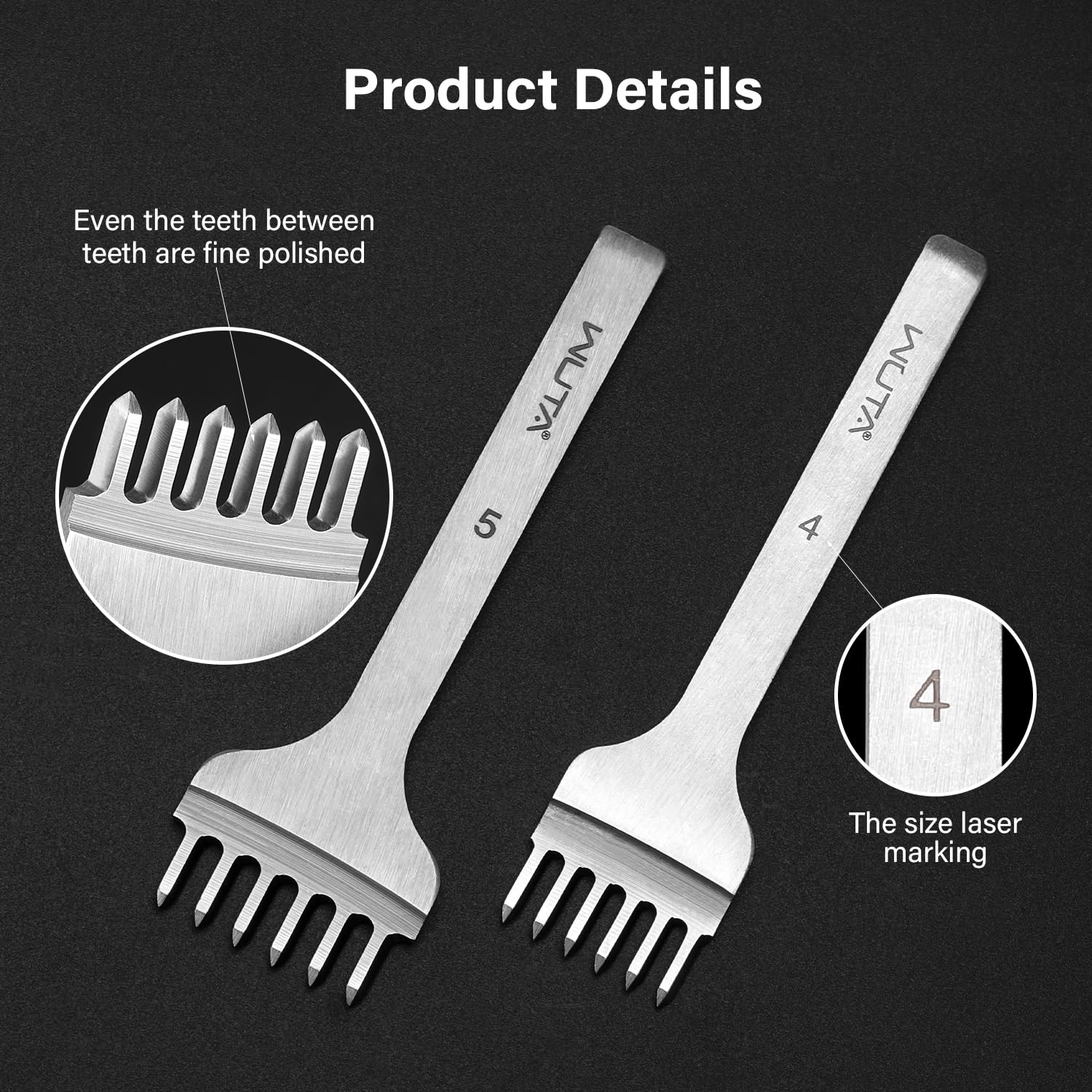 WUTA Perforatrice in pelle, di seconda generazione, in acciaio ad alta velocità, per il fai da te (4 mm 1 + 2 + 4 + 6)