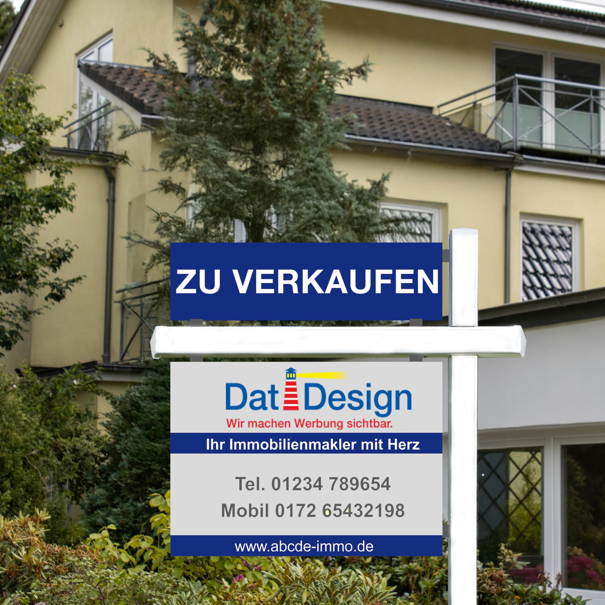 Maklergalgen aus Aluminium – Werbegalgen/Schilderhalter für Außenschilder – gewerblich – inkl. Erdspieß & Schildern