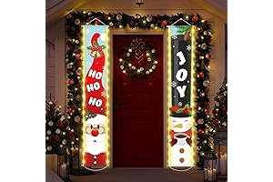 Christmas Garage Lights with LED Snowman Banner Hanger