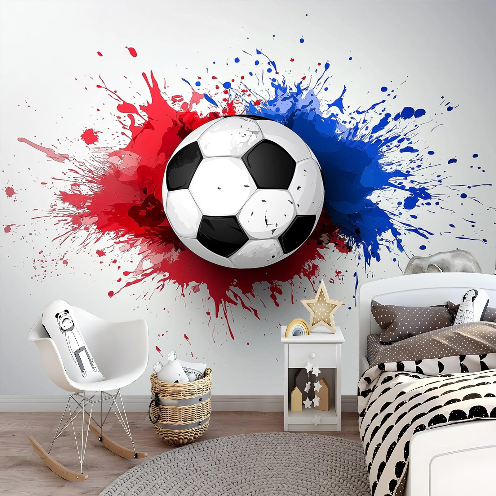 Panoramiczna niestandardowa tapeta 3D, 250 x 175 cm, plakat ścienny, sport, piłka nożna, farba, tapeta mural do sypialni, salonu, pokoju dziecięcego, dekoracja, szara fototapeta