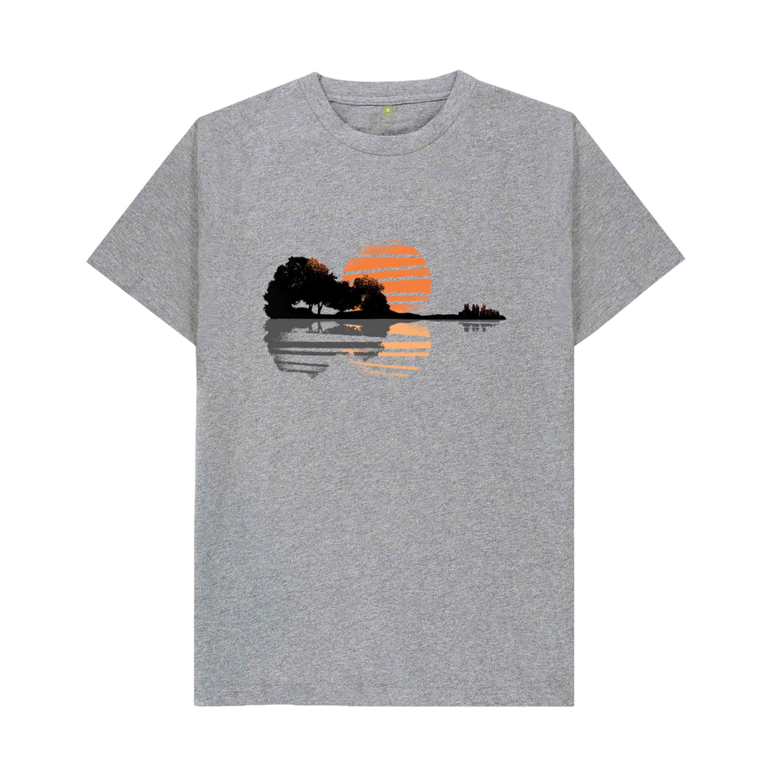 Shirtbox Acoustic Guitar Silhouette Landscape Graphic T-Shirt
