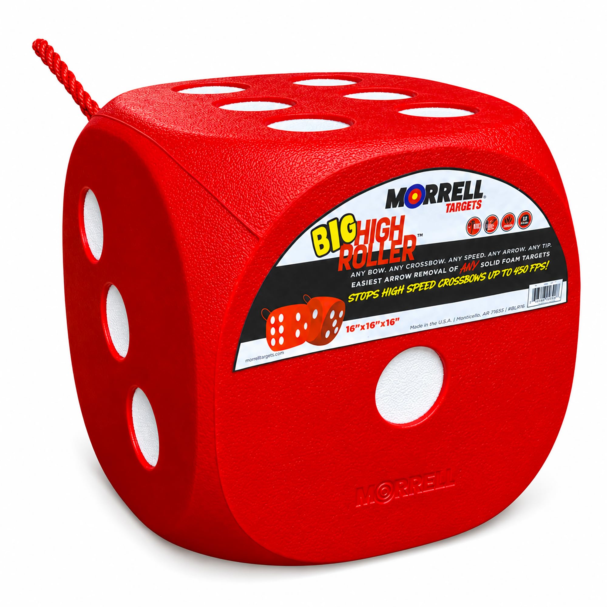 Morrell High Roller Foam Archery Target, 6-Sided Cube w/ 21 Bullseyes and Carry Handle - Portable Backyard Target for Broadheads, Field Points, Compound Bows and Crossbows