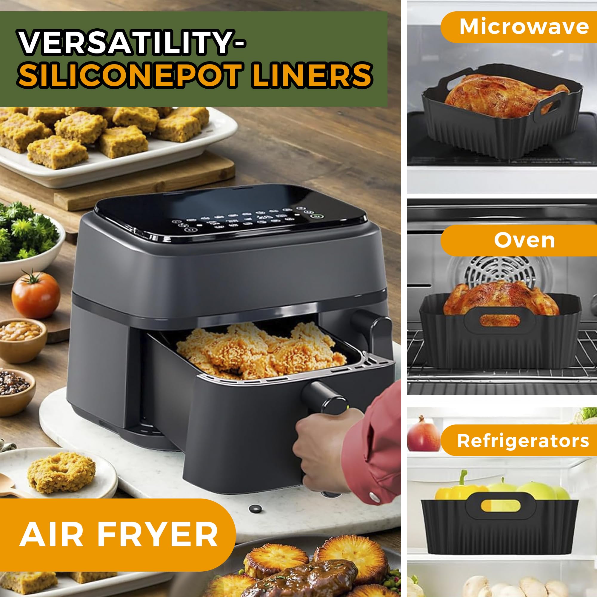 6PCS oule Silicone Air Fryer, Plat Silicone Air Fryer, oule Air Fryer Réutilisable Plat pour