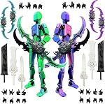 T13 Ensemble de figures d'action (assemblée terminée), 3D Imprimé Multi-Joint Movable Titan 13 Lucky Dummy 13 Robot mobile, Nova 13 Action Figurines Décorations de bureau pour le jouet des amoureux du jeu (Noir Rouge Vert)