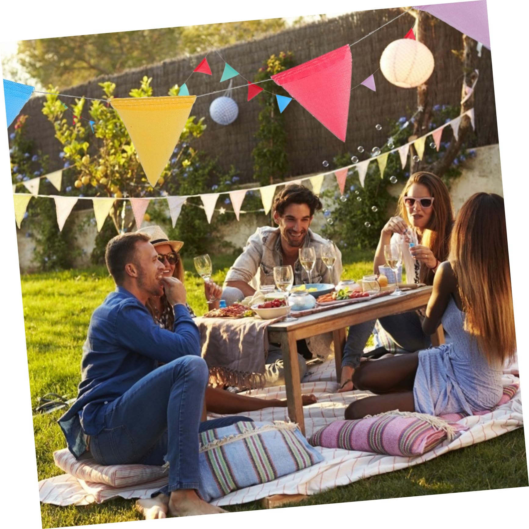 VICASKY 4 Confezioni Bandierine Triangolari in Iuta Pennant Flags per Decorazioni Matrimoni Feste Giardino e Compleanni Ghirlanda Decorativa Riutilizzabile