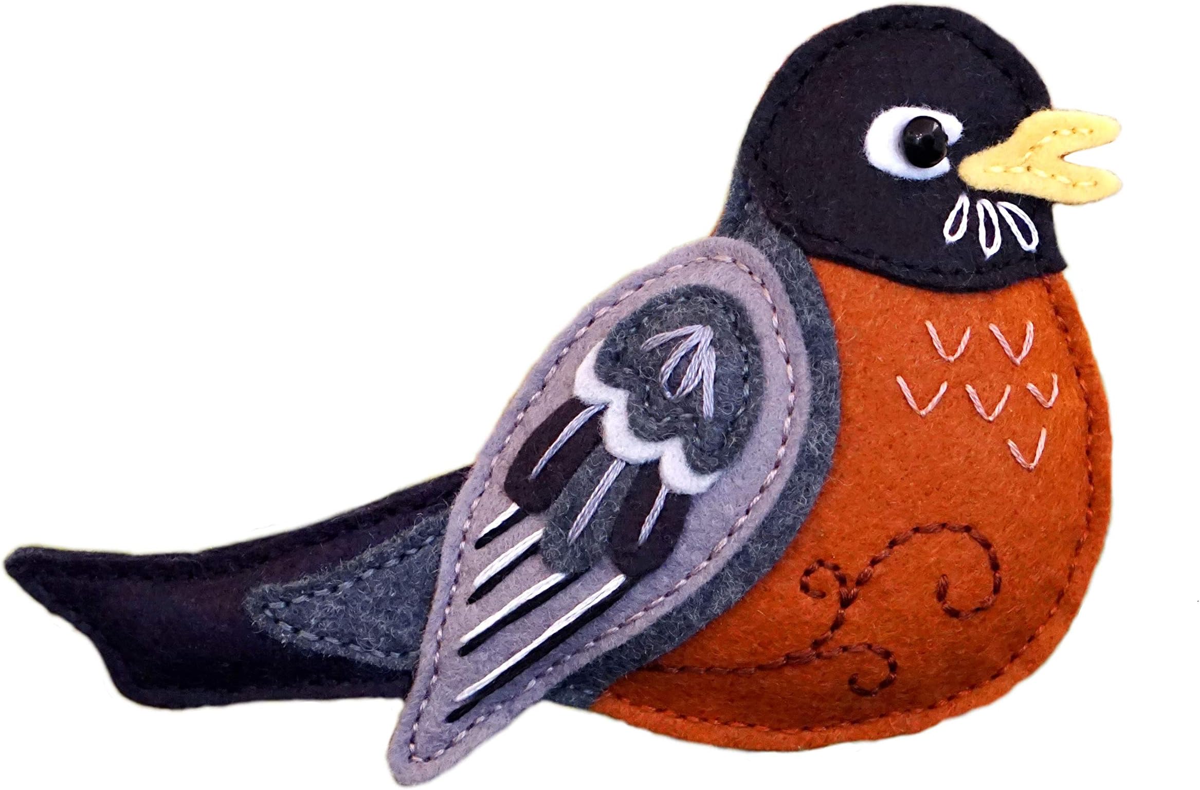 Robin Sewing Pattern - Bird Ornament Felt Plushie Pattern & Tutorial