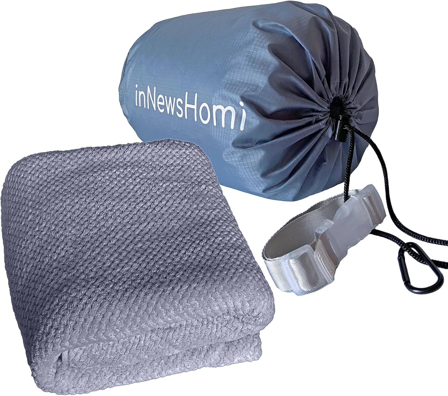 Travel Blanket Airplane Compact with Bag, Lightweight & Packable 2 in 1 Airplane Blanket or Travel Pillow, Travel Essentials for Women Men & Kids, Grey