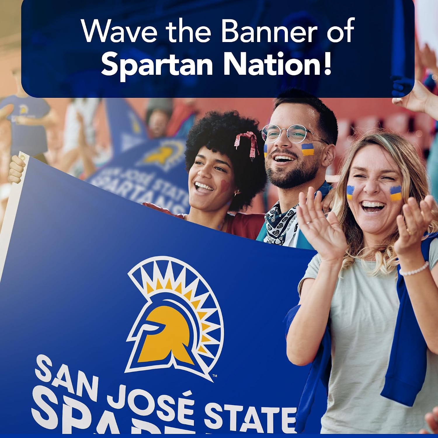 San Jose State Spartans College Sports Printed Flag - NCAA Licensed (Blue, Yellow, White, 5' x 8')