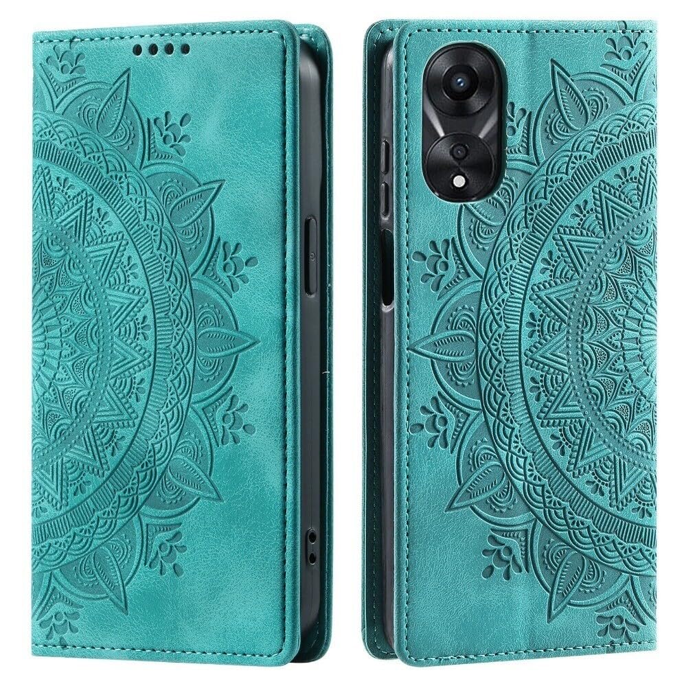 Genérico compatible con OPPO A77 5G Color: (verde) patrón de piel tipo cartera con tapa