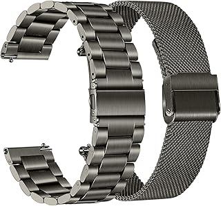Band Sets for Fossil Men's Gen 5 Carlyle/Gen 5 Garrett Smart Watch, TRUMiRR 22mm Solid Stainless Steel Metal + Mesh Loop Strap Quick Release Watchband for Fossil Men's Gen 4 Explorist HR