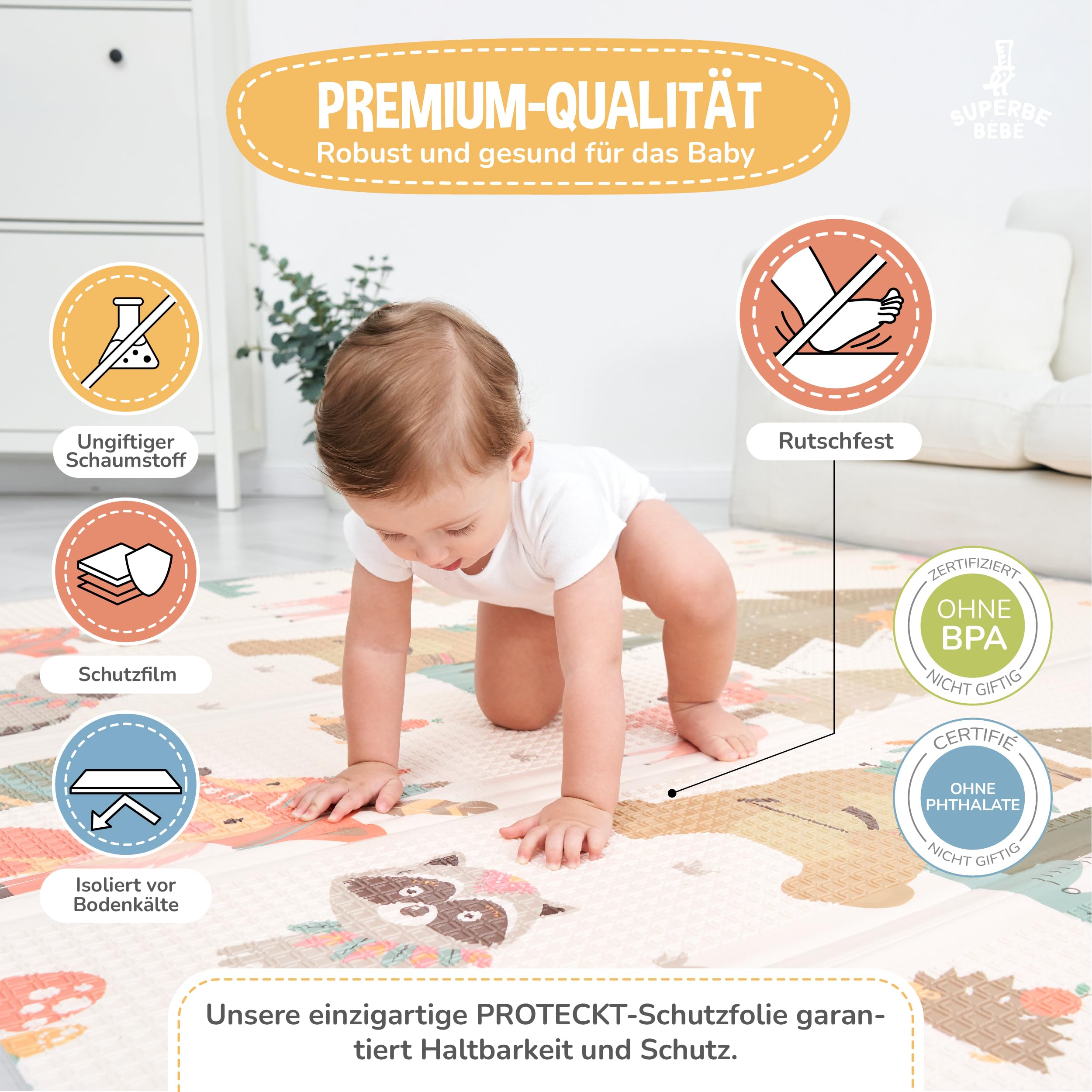 Krabbelmatte Baby Faltbar Spielmatte Kinder Spieldecke 150x180x1cm Krabbeldecke Für Baby - Babymatte Kindermatte - Schaumstoffmatte Kinderteppich- Spielteppich - Bodenmatte Kinder - Babygeschenk