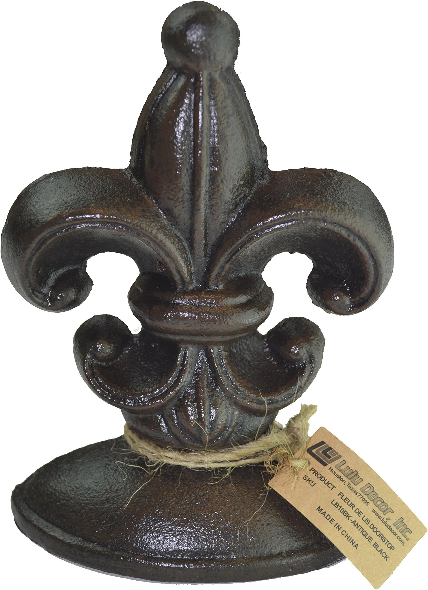 Lulu Decor, Cast Iron Fleur De Lis Door Stop, 2 Lbs, Door Stopper (Antique Black)