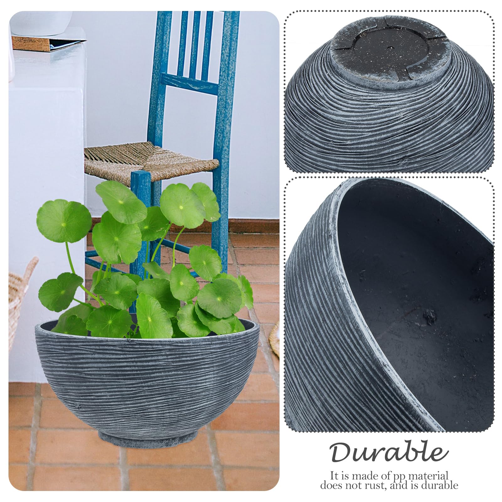 Happyyami Maceta flotante de lirio de agua, maceta hidropónica grande, cuenco para plantas de jardín, contenedor para plantas de jardín, accesorios para decoración del hogar, macetas grises