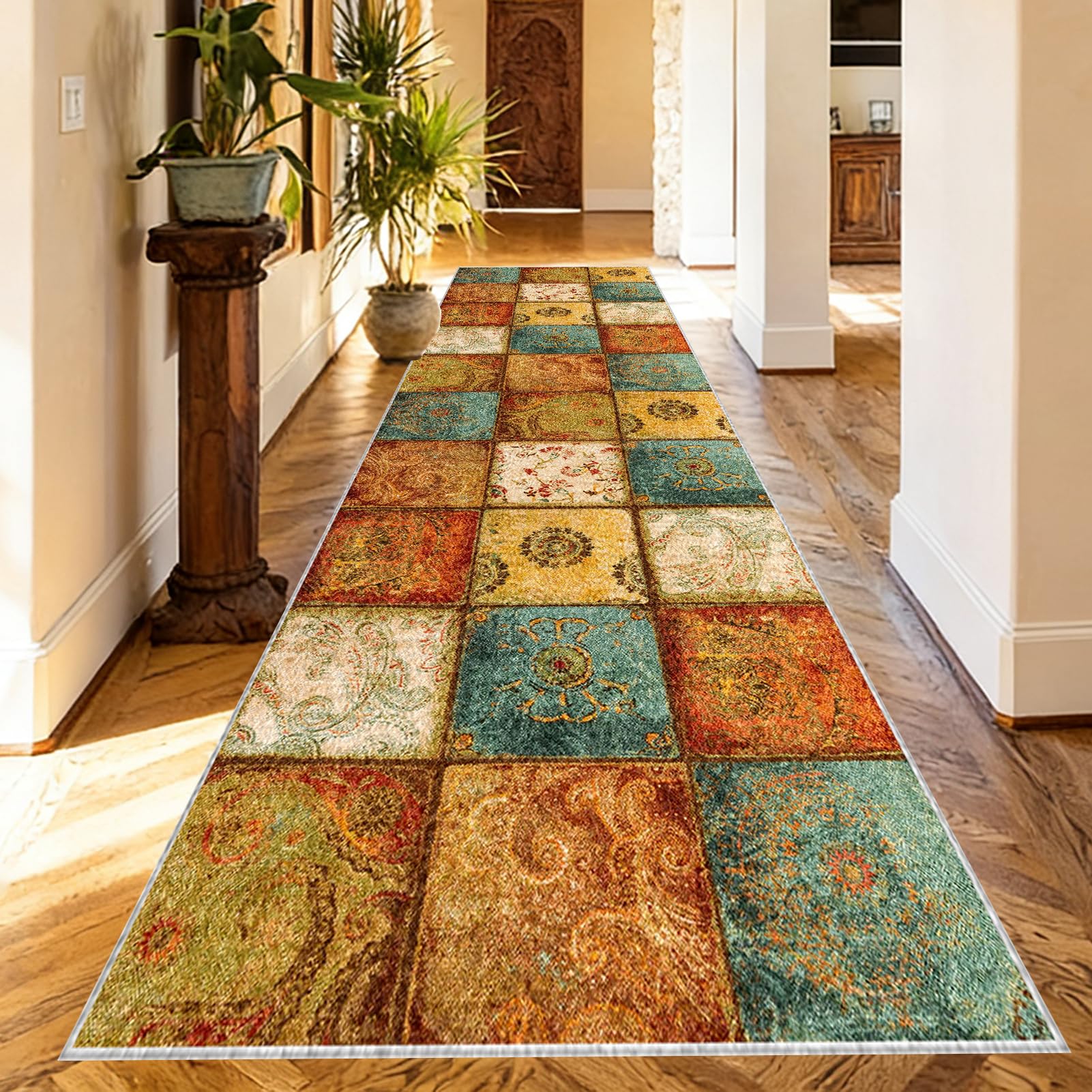 Washable Runner Rugs for Hallway Kitchen Carpet Runners Non Slip Hall Runner Rugs Long Hallway Rug Carpet Floor Mat for Hallway Entryway Laundry Room Living Room Area Rug Narrow Rugs 120 x 240 cm