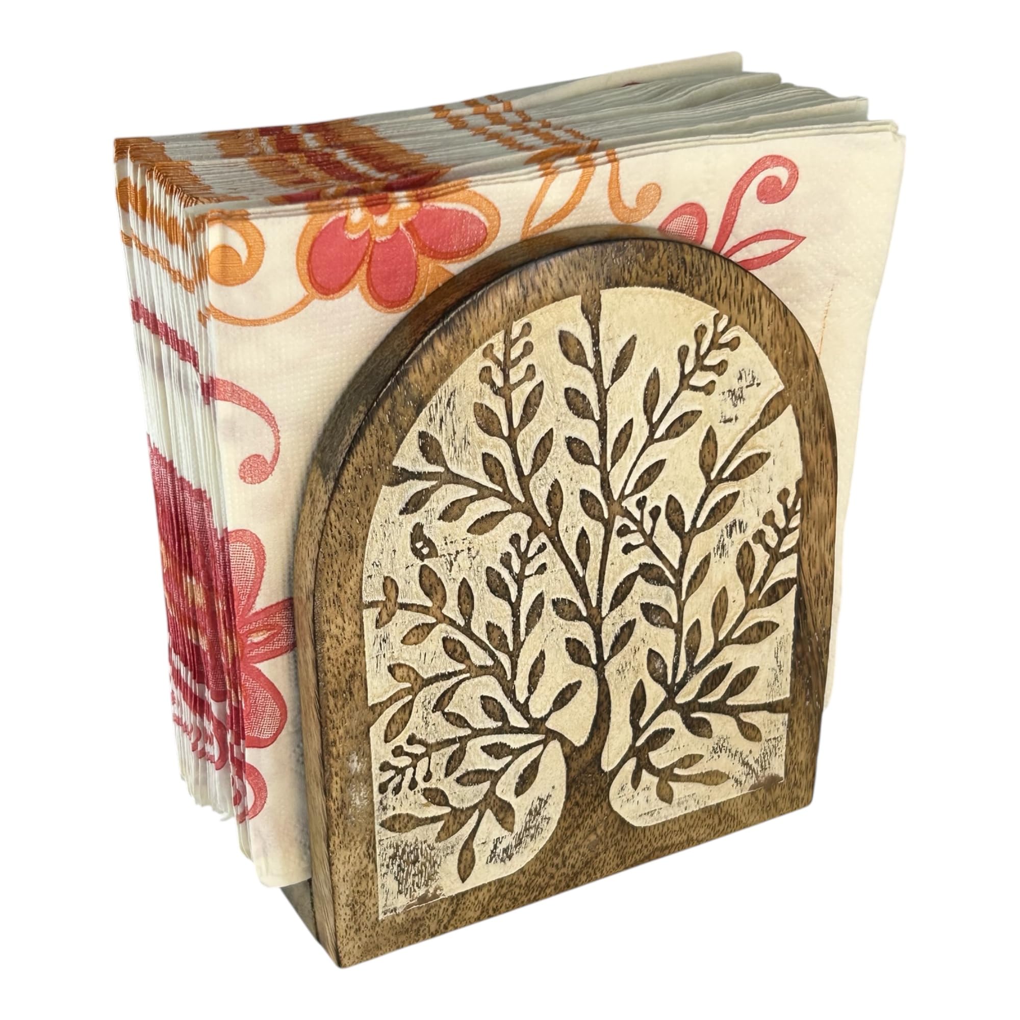 Wooden Tree Design Napkin Holder, Bar Napkin Holder for Tables, Flat Tableware Tissue Holder, Farmhouse Napkin Dispenser, Kitchen Bathroom Bedroom Countertop, Style 3