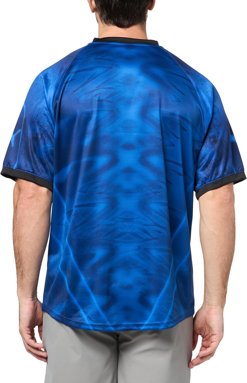 PUMA Mens Pumatech-X All Over Print Relaxed V Neck Short Sleeve Jersey Casual - Black