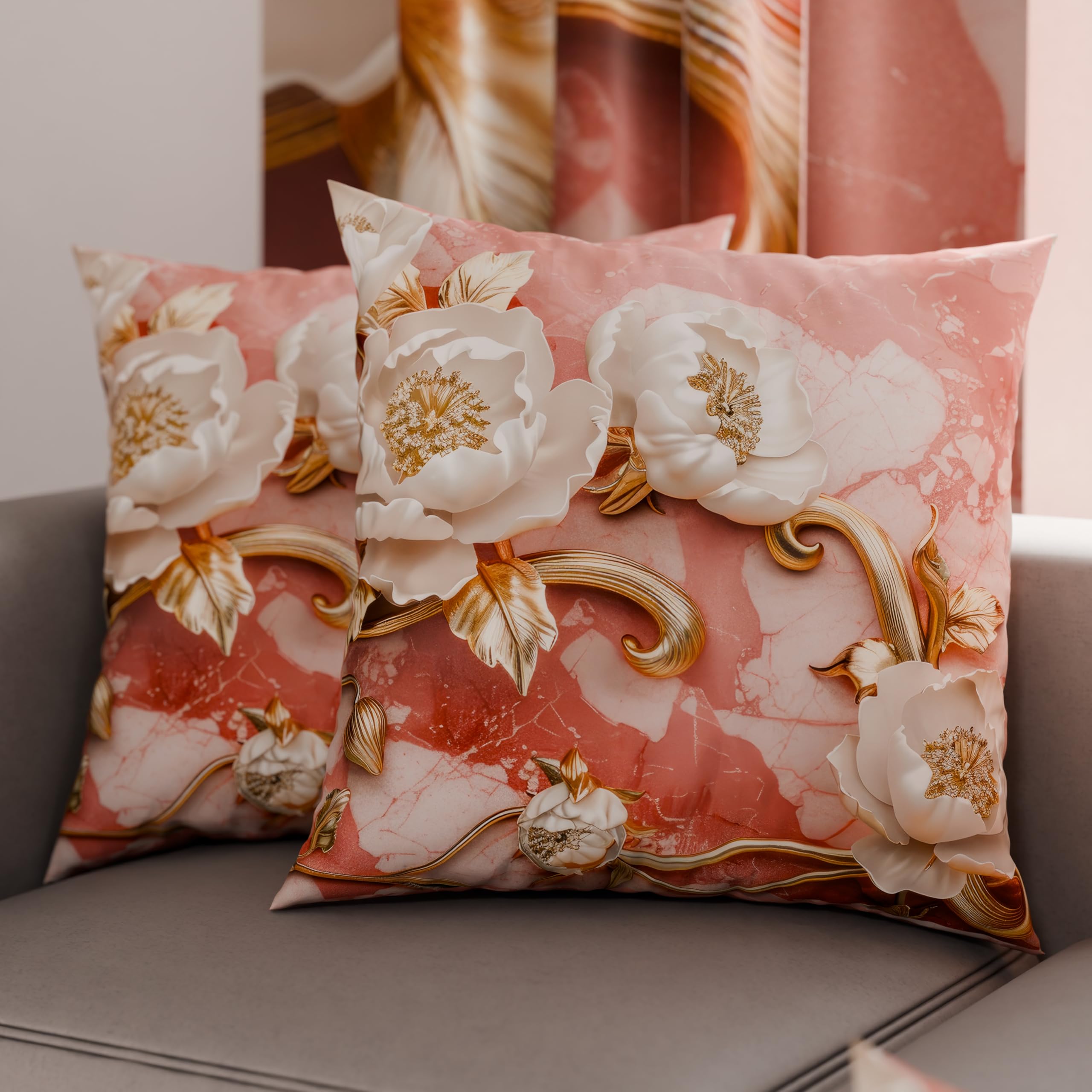 PETTI Artigiani Italiani - Coppia di Federe Cuscino 45x45 cm in Microfibra, Cuscini Arredo Camera da Letto, Divano, Salotto, Set 2 Fodere Copricuscino, Federa Floreale 06 11, 100% Made in Italy