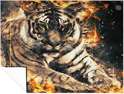 Miniatura 8 de Tiger with Fire Flannel Fleece Throw Blanket Soft Warm Lightweight Fuzzy Plush Blankets for Bed Couch Sofa 60x80
