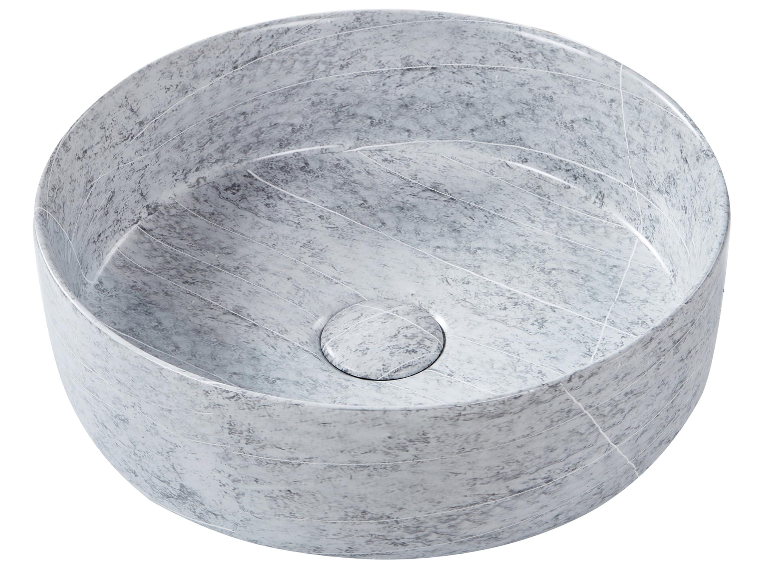 Lavabo sobre encimera de cerámica baño redondo ⌀ 37 cm gris mate efecto granito Gudar