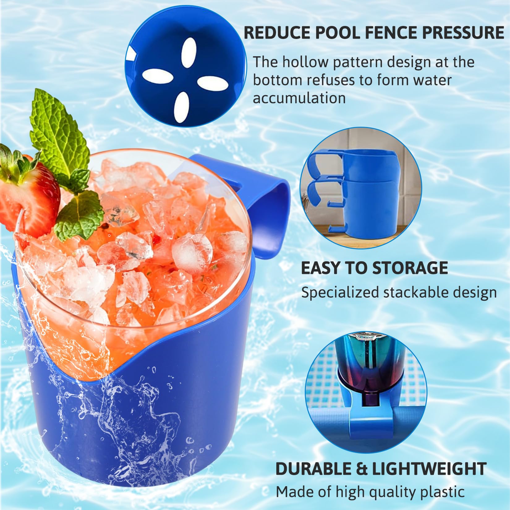 Juego de 6 portavasos para Piscina, de plástico, para Bebidas y Cerveza, Accesorios multifuncionales para Piscinas, Ideales para Bebidas y teléfonos móviles