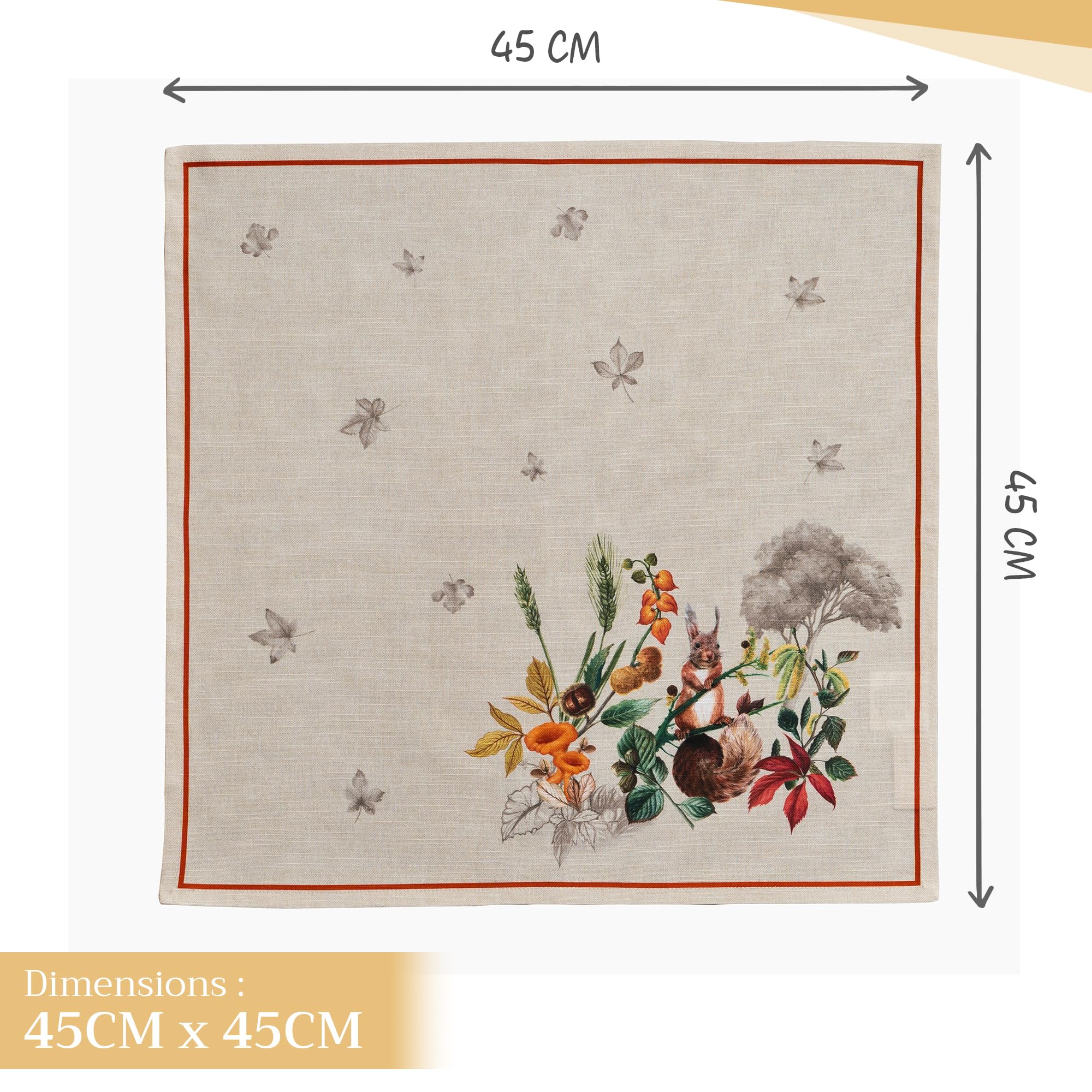 Maison d' Hermine Cloth Napkins Set of 4 100% Cotton for Christmas Decorations Everyday Reusable Square Autumn Napkins Cloth Washable Dinner Party Wedding (Recolte - Image 3