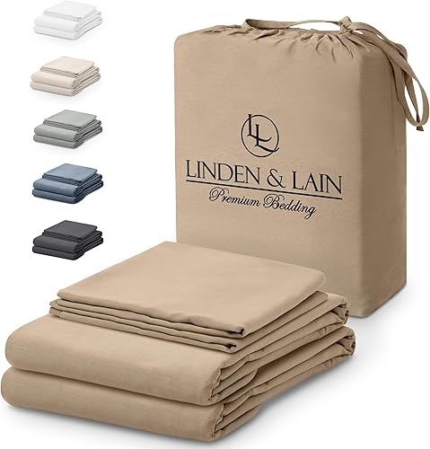 Linden & Lain Juego de sábanas de lujo tamaño King  Sábanas de cama ultra suaves orgánicas  Viscosa derivada del bambú  Microfibra  Bolsillo