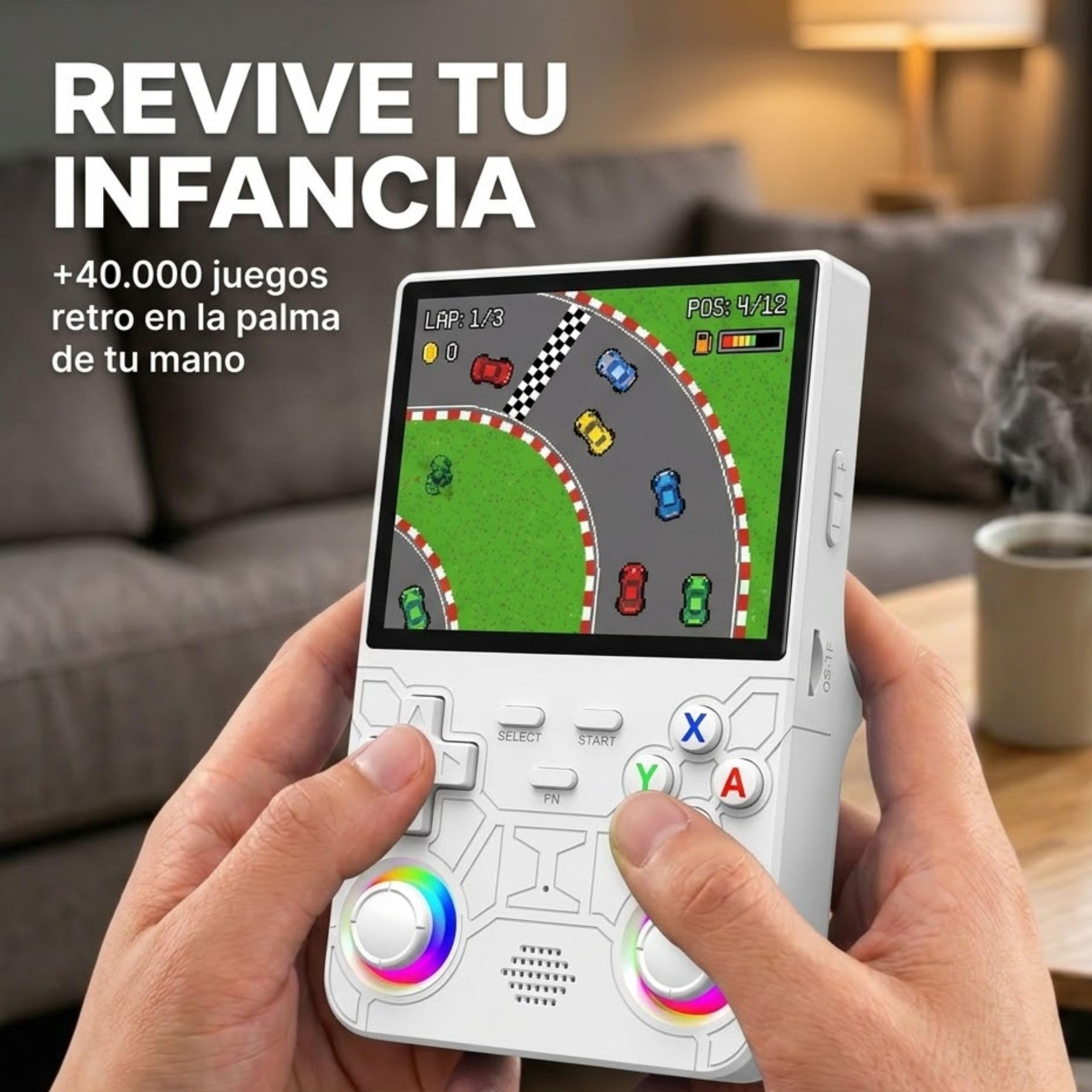 Genzo Consola Portatil Retro R36 Ultra 2026 con 128GB y más de 40.000 Juegos - Juegos de PSP, GameB, PS1, SuperNint, MegaD, NeoG, etc. +30 Emuladores -Pantalla Grande HD IPS de 4 Pulgadas (Blanco)