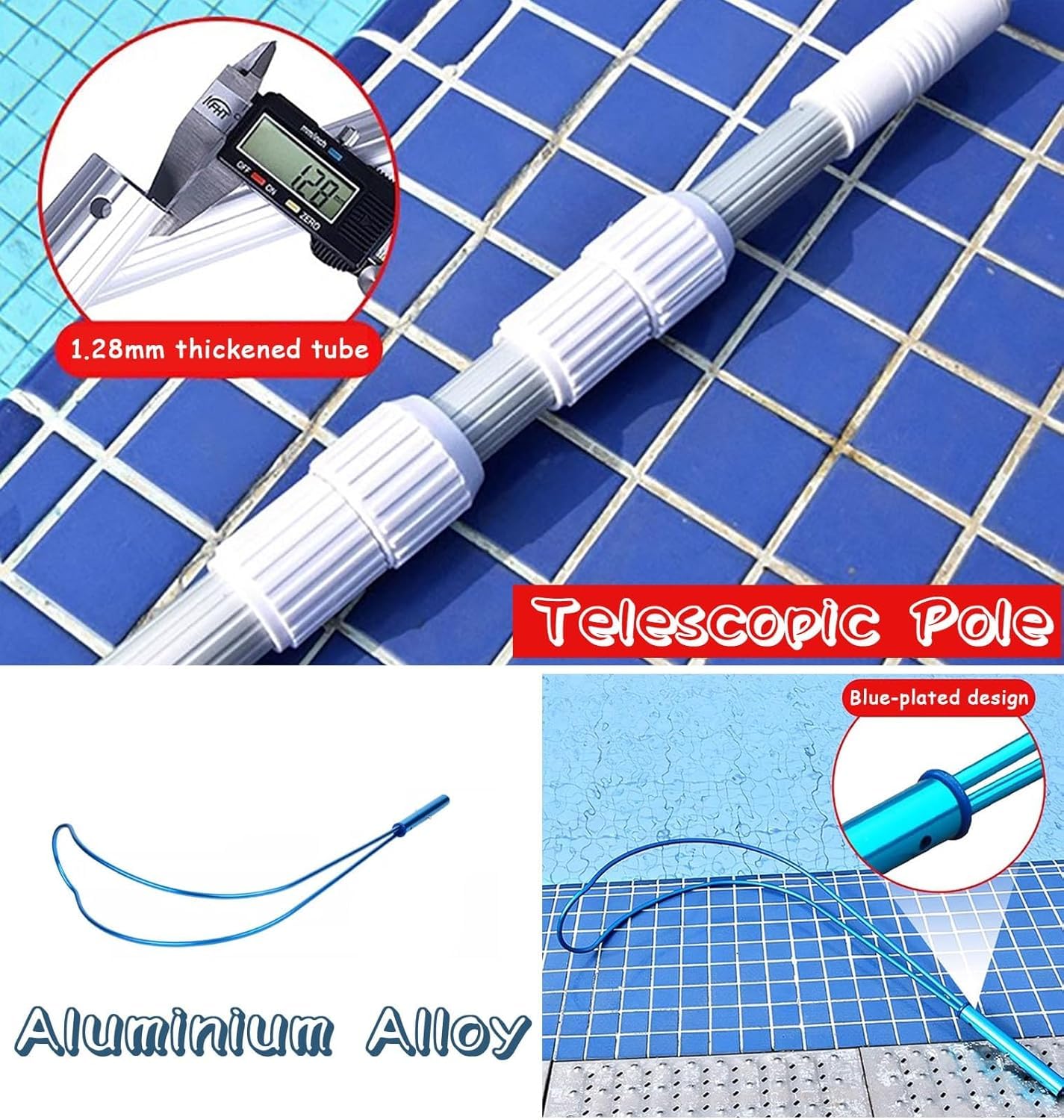Słupek ratunkowy do basenu Hak bezpieczeństwa basenu Specjalny hak ratunkowy do nauki ratownictwa, teleskopowy aluminiowy pręt Sprzęt(100cm(3.3ft) pole+Hook)