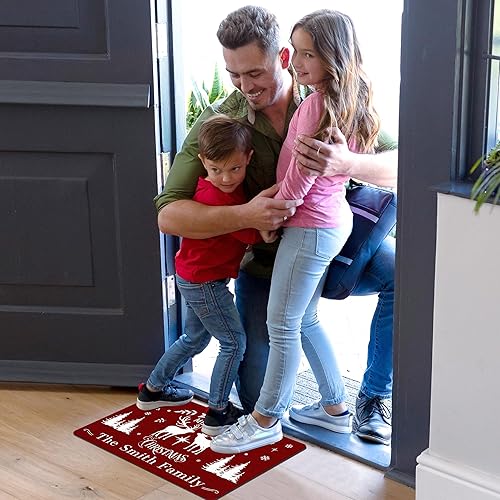 Miniatura 2 de Differ More Tapetes de puerta personalizados de bienvenida de Navidad para puerta delantera, tapete de invierno personalizado con nombre de la