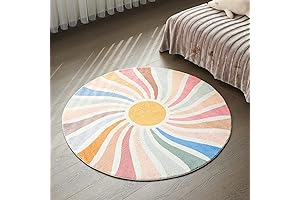 Topotdor Sun Rainbow Round Rug: Enhance Your Classroom with Boho Charm