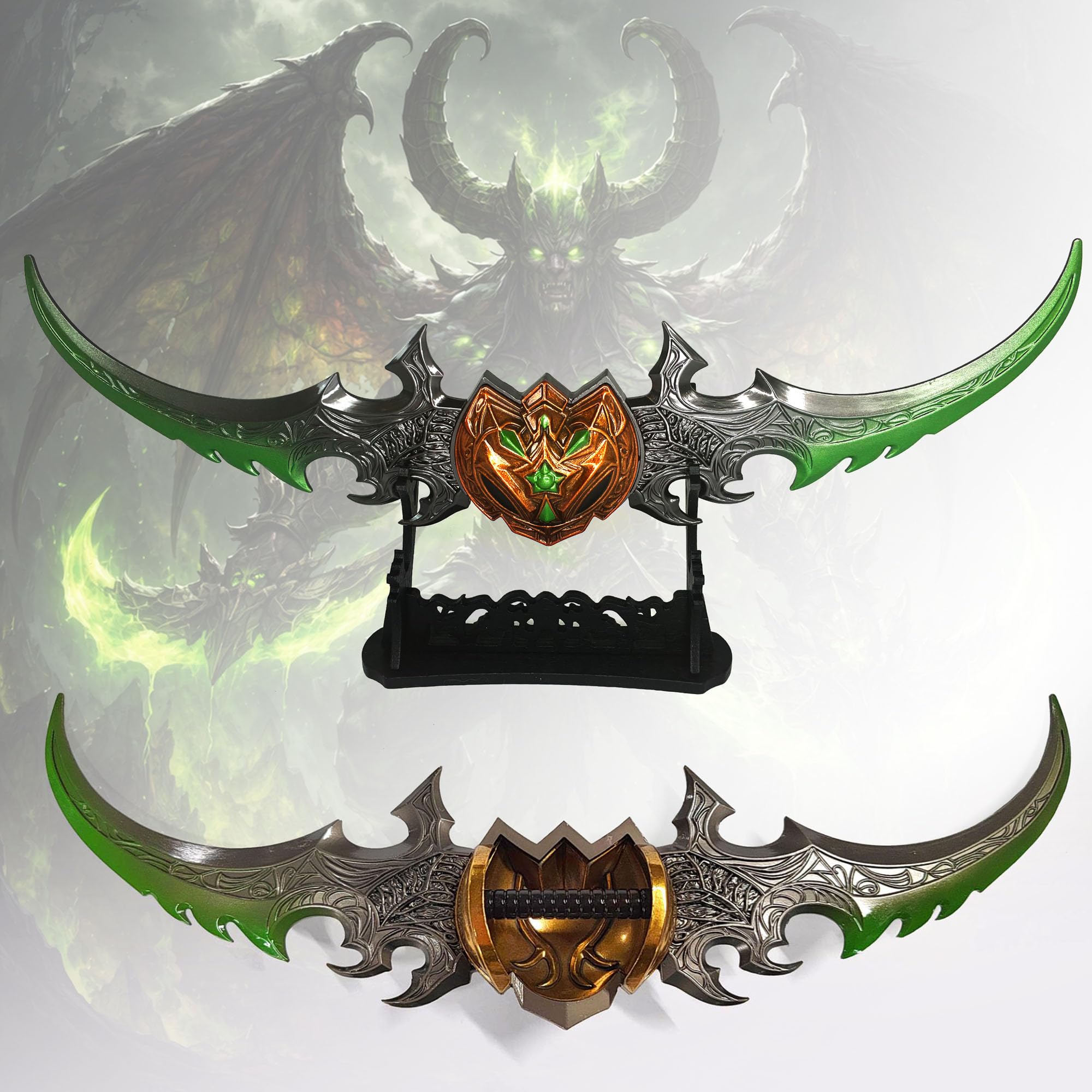 Swords And More Warglaive Of Azzinoth 27Cm World Of Warcraft Warglaive Of Azzinoth Replica | 27Cm Illidan Stormrage Weapon | Zinc Alloy Metal Miniature | Wow Collectible For Desk & Display | Gamer Gift
