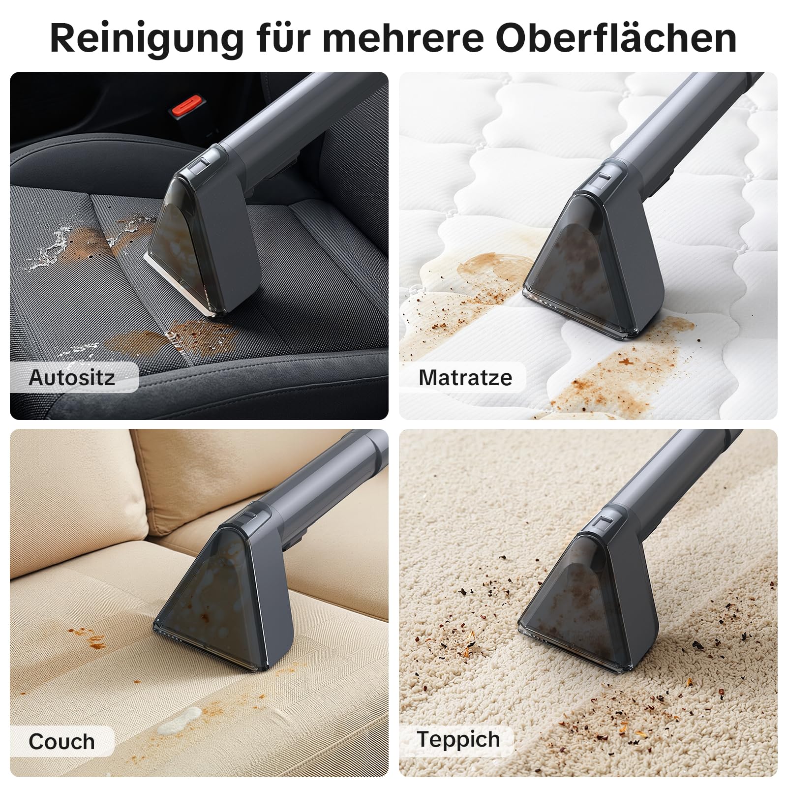 Lubluelu Nasssauger Polsterreiniger Gerät, 600 W - 15 kPa Teppichreiniger Waschsauger, tragbares Teppich-Reinigungsgerät mit Selbstreinigung und langem Schlauch für Teppiche, Sofas & Auto-Innenräume