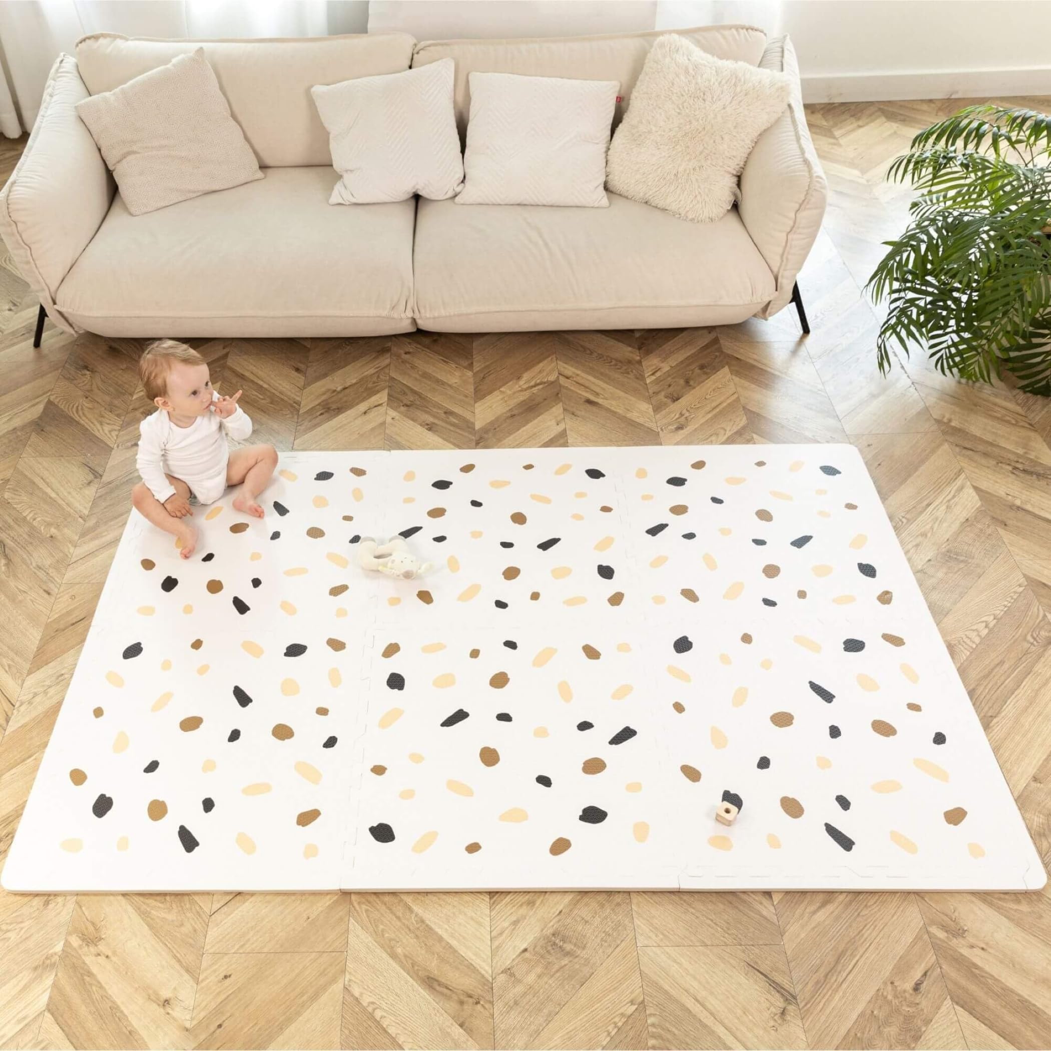 Hakuna Matte Stylische Puzzlematte Baby 180 x 120 cm Konfetti | 6 XXL-Platten à 60x60cm – 20% dickere, weichere Puzzlematte für Kinder–schadstofffreie, Pflegeleichte Baby Krabbelmatte