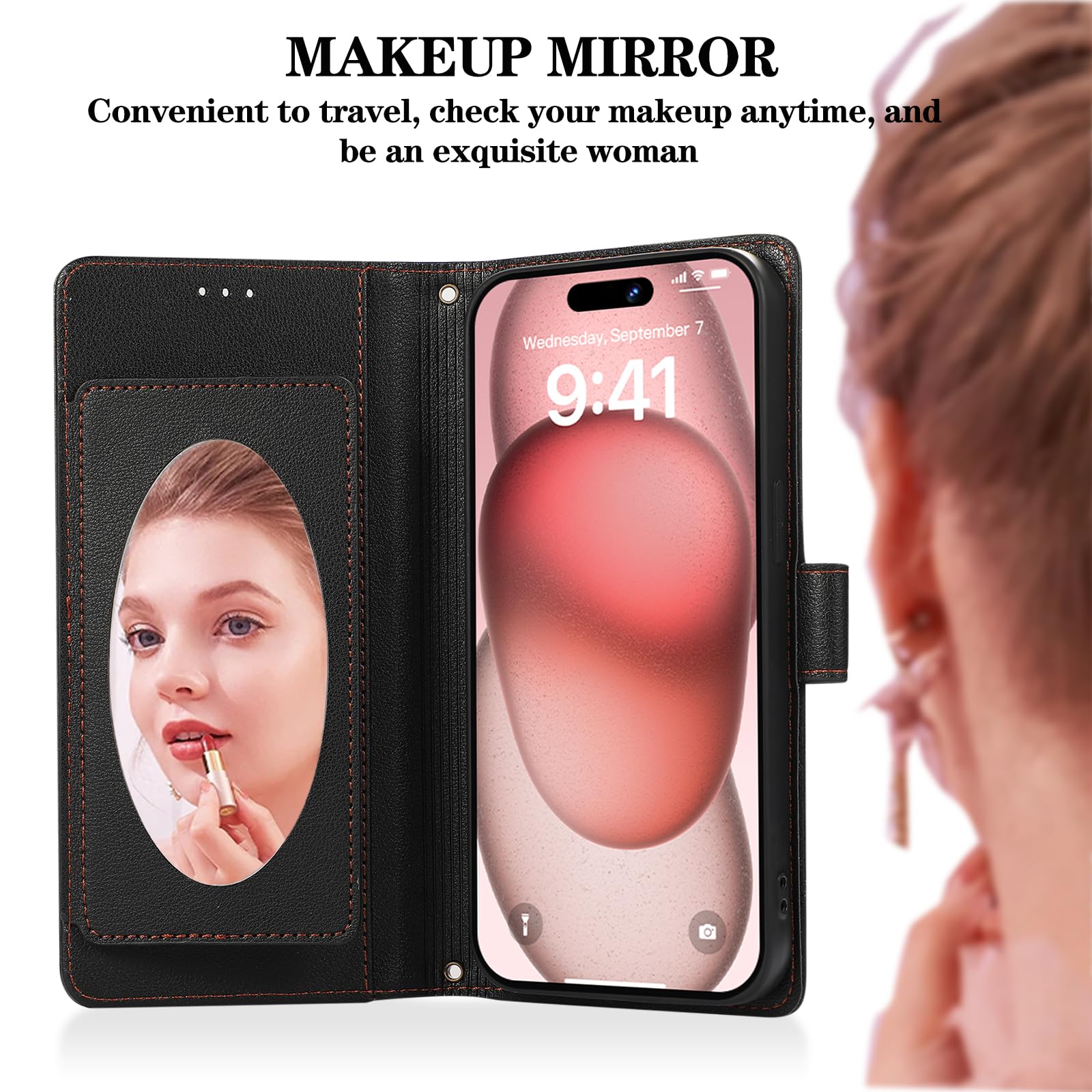 Compatibile con OPPO Reno 8 Pro Custodia Bookstyle Specchio Design