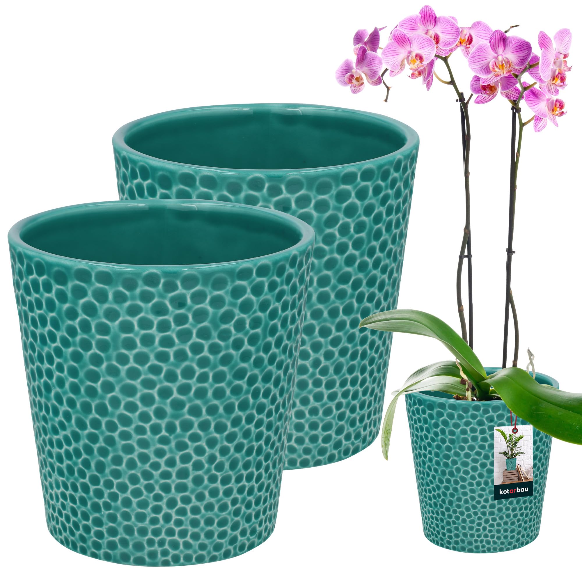 Kotarbau Turquoise Kotarbau® Flower Pot Ceramic Glazed Orchid Pot Ceramic Flower Pots Ceramic Flower Pot Ceramic Plant Pot Flower Pot Modern Flower Pots Indoor Plants, 11 Cm Wysokości, 9.5 Cm Średnicy, Modern