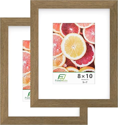 Vista 131 de FrameWorks Marcos de fotos clásicos de madera de 11 x 14 a 8 x 10 pulgadas con vidrio templado, roble natural, paquete de 6