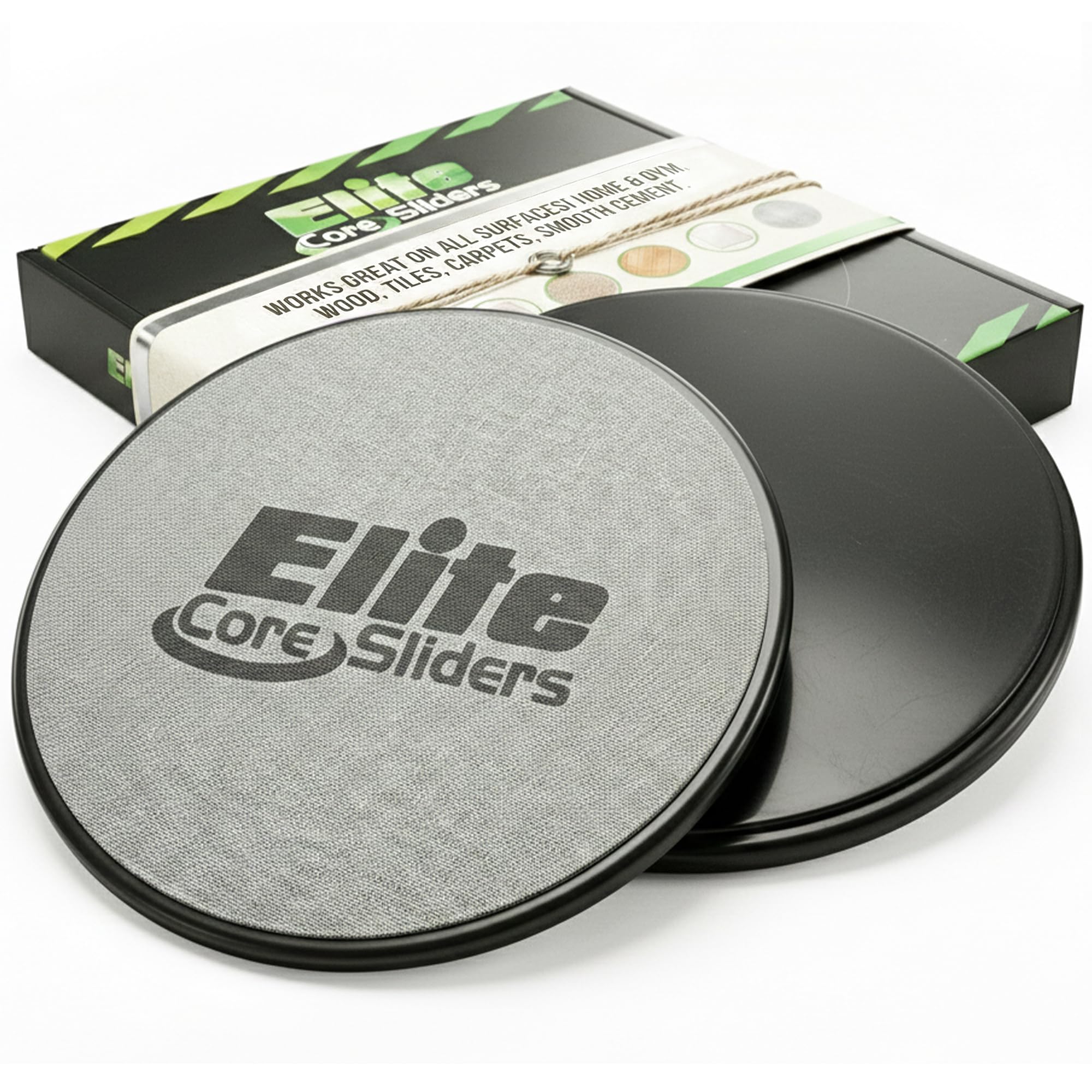 Elite Sportz Core Sliders for Working Out - Pack of 2 Compact, Dual Sided Gliding Discs for Full Body Workout on Carpet or Hardwood Floor - Fitness & Home Exercise Equipment - Small Gift for Athletes