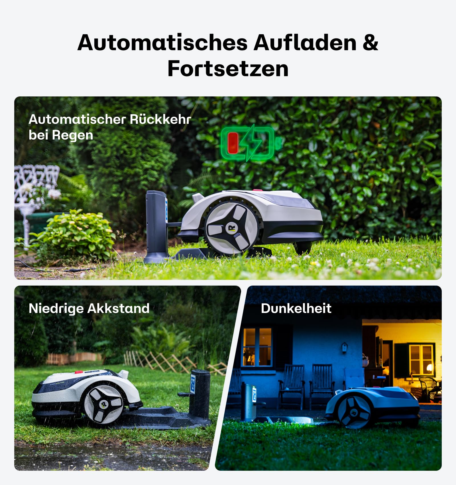 Raccoon 2 SE Mähroboter Ohne Begrenzungskabel, Ohne RTK, Max. 600㎡, 5Ah-Schnellladung Batterie, App-Smarte Mehrzonensteuerung, 3-8cm Schnitthöhe, KI Gesteuerter Mähroboter, 20° Steigung