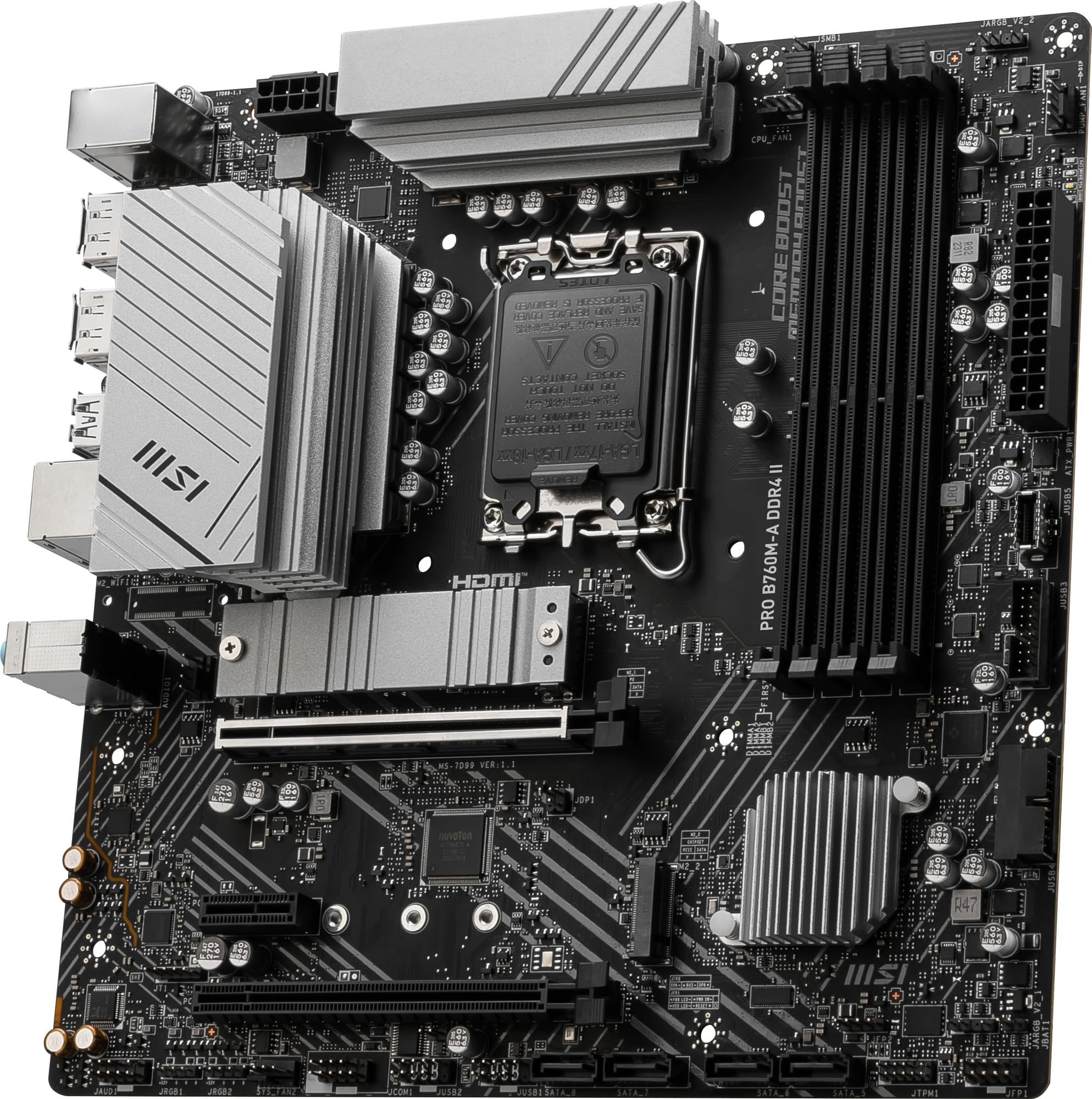 MSI MB6318 Pro B760M-A Carte mère DDR4 II 14/13/12e génération Intel CPU (LGA1700) [Jeu Confortable sur PC Homebrew Blanc] [B760 intégré]